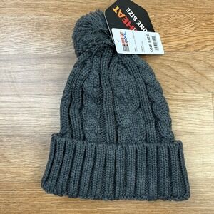 32 Degrees Heat Pom Pom Heather Charcoal‎ Winter Beanie Hat Unisex One Size NEW